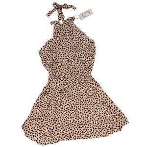 Coeur De Vague Dress Size M Halter Neck Fitted Waist Cream Red Floral Print NEW